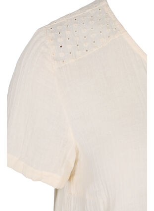 Bluse aus Baumwolle mit Stickerei und kurzen Ärmeln, Buttercream, Packshot image number 3