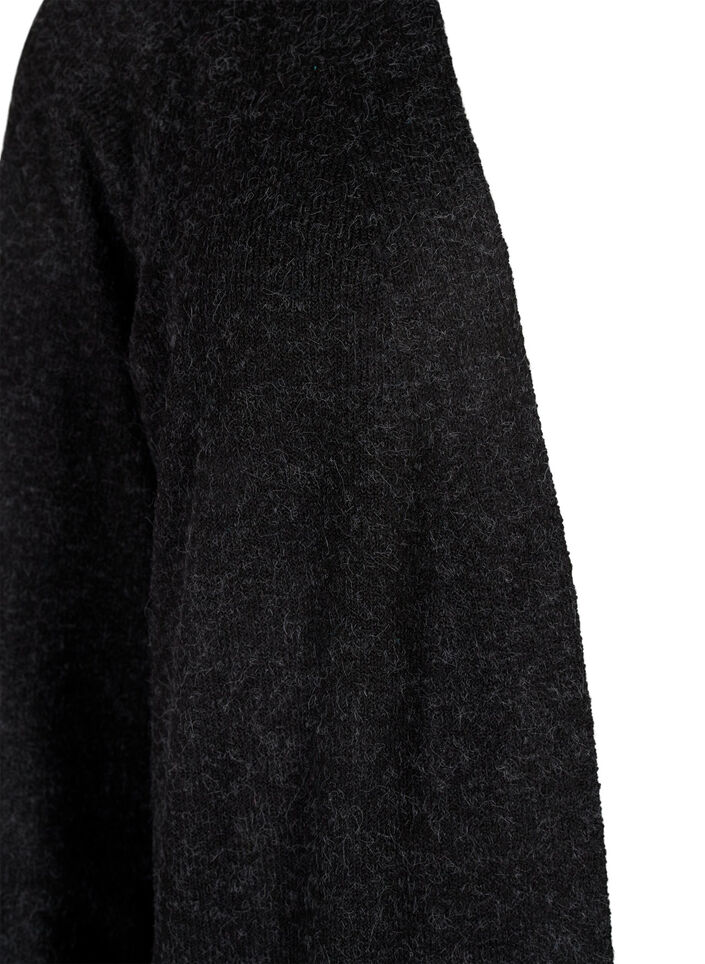 Lange Strickjacke mit offener Vorderseite, Dark Grey Melange, Packshot image number 2