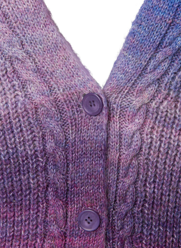 Melange-Strickjacke mit Knöpfen, Pansy Mel. Comb, Packshot image number 2