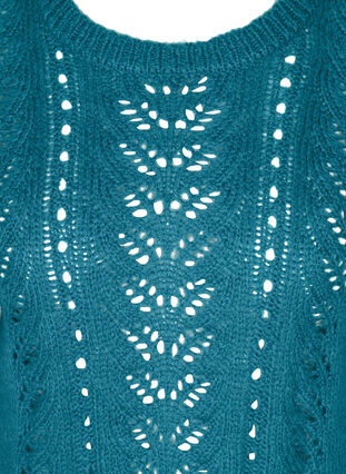 Strickpullover mit femininem Muster, Blue Coral, Packshot image number 2