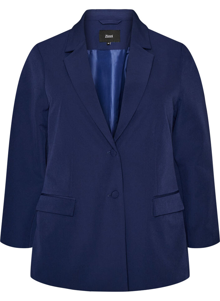 Klassischer Blazer mit Knopfverschluss, Blau, Packshot image number 0