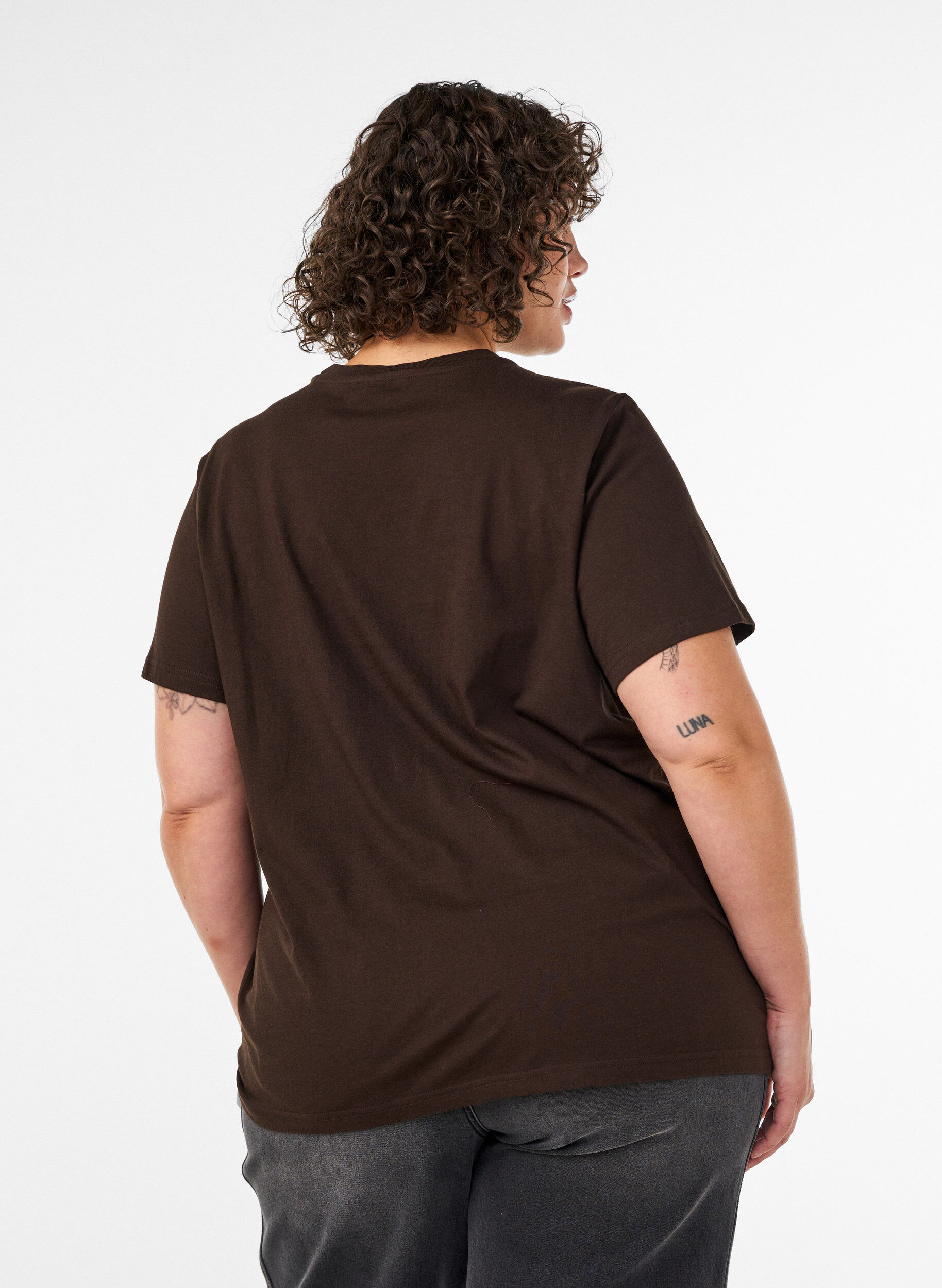 ZizziT-Shirt aus Bio-Baumwolle mit Frontprint, Braun, Model image number 2