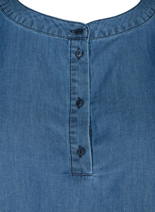 Bluse mit langen Puffärmeln und Knöpfen, Blue denim, Packshot image number 2