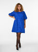 Kleid aus Jacquard mit Puff&auml;rmeln und A-Linie, Blau, Model image number 1