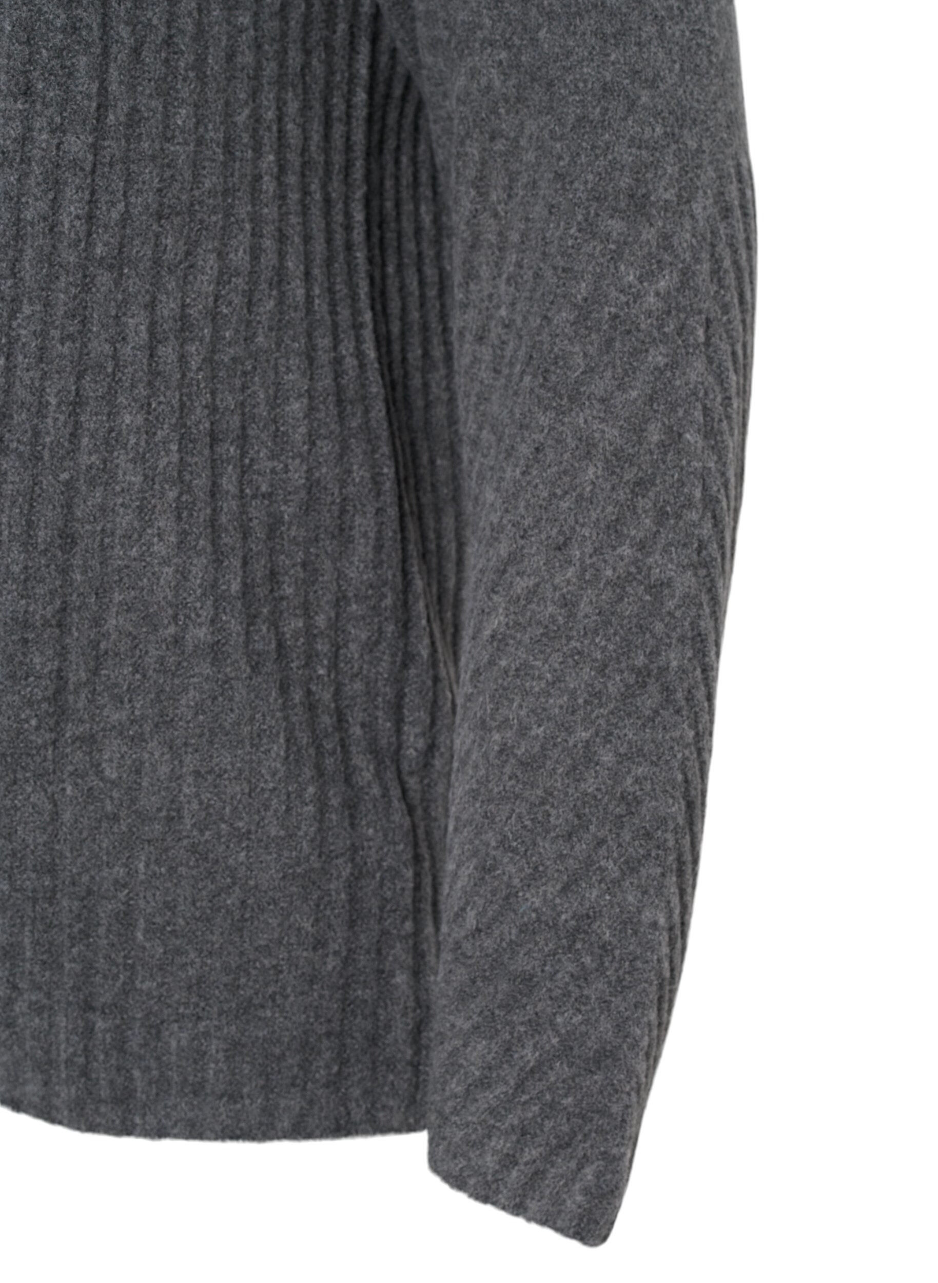 ZizziRollkragenpullover mit Rippstruktur, Dark Grey Melange, Packshot image number 2