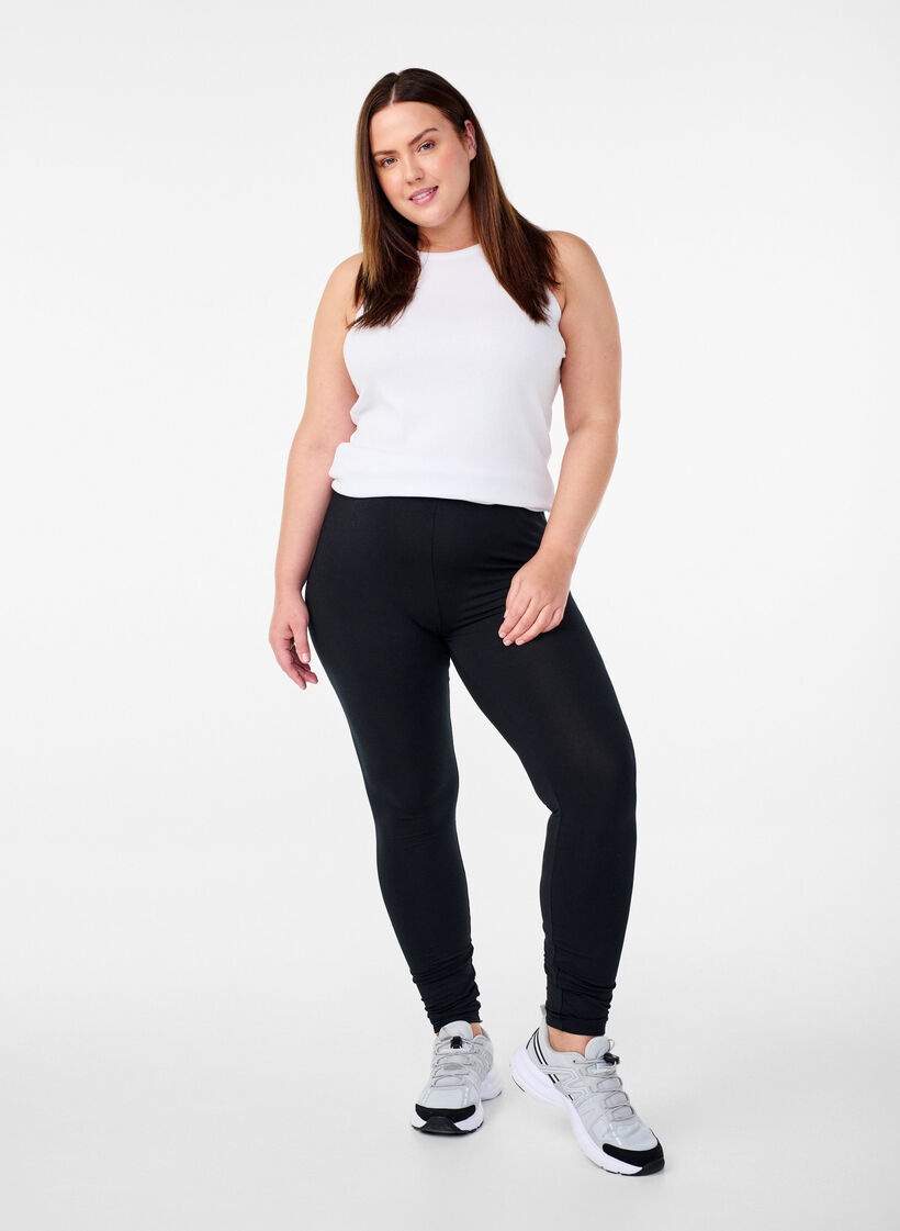 Basic Leggings mit extra L&auml;nge, Schwarz, Model image number 1