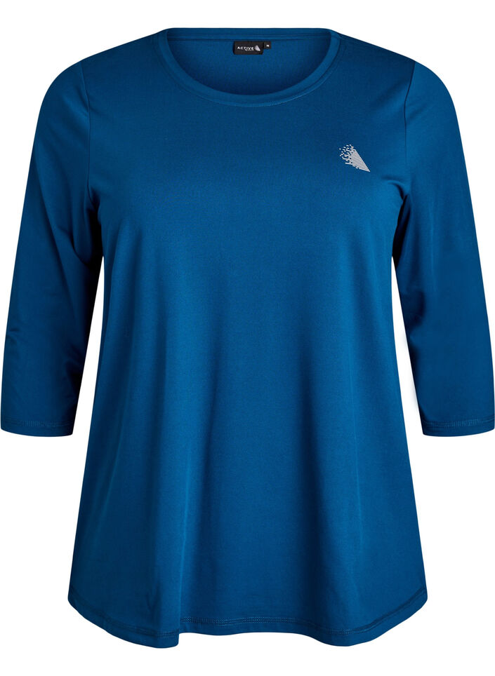 Trainingsshirt mit 3/4-&Auml;rmeln, Blau, Packshot image number 0