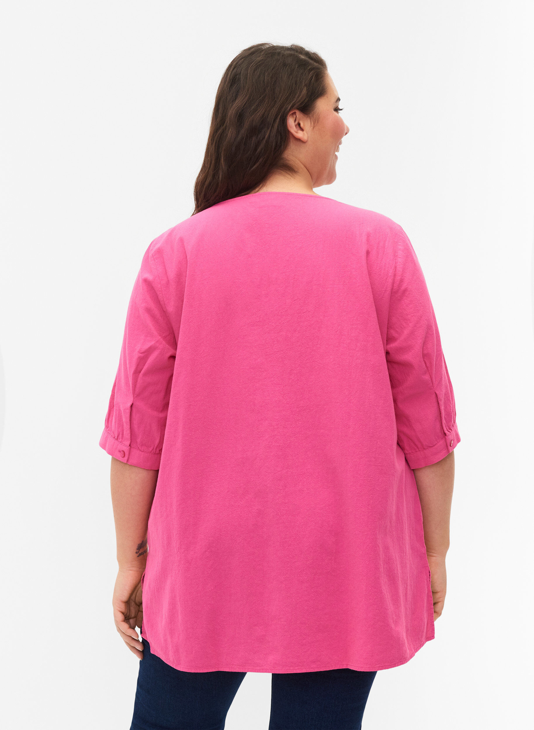 ZizziFLASH - Bluse aus Baumwolle mit halblangen &Auml;rmeln, Raspberry Rose, Model image number 1
