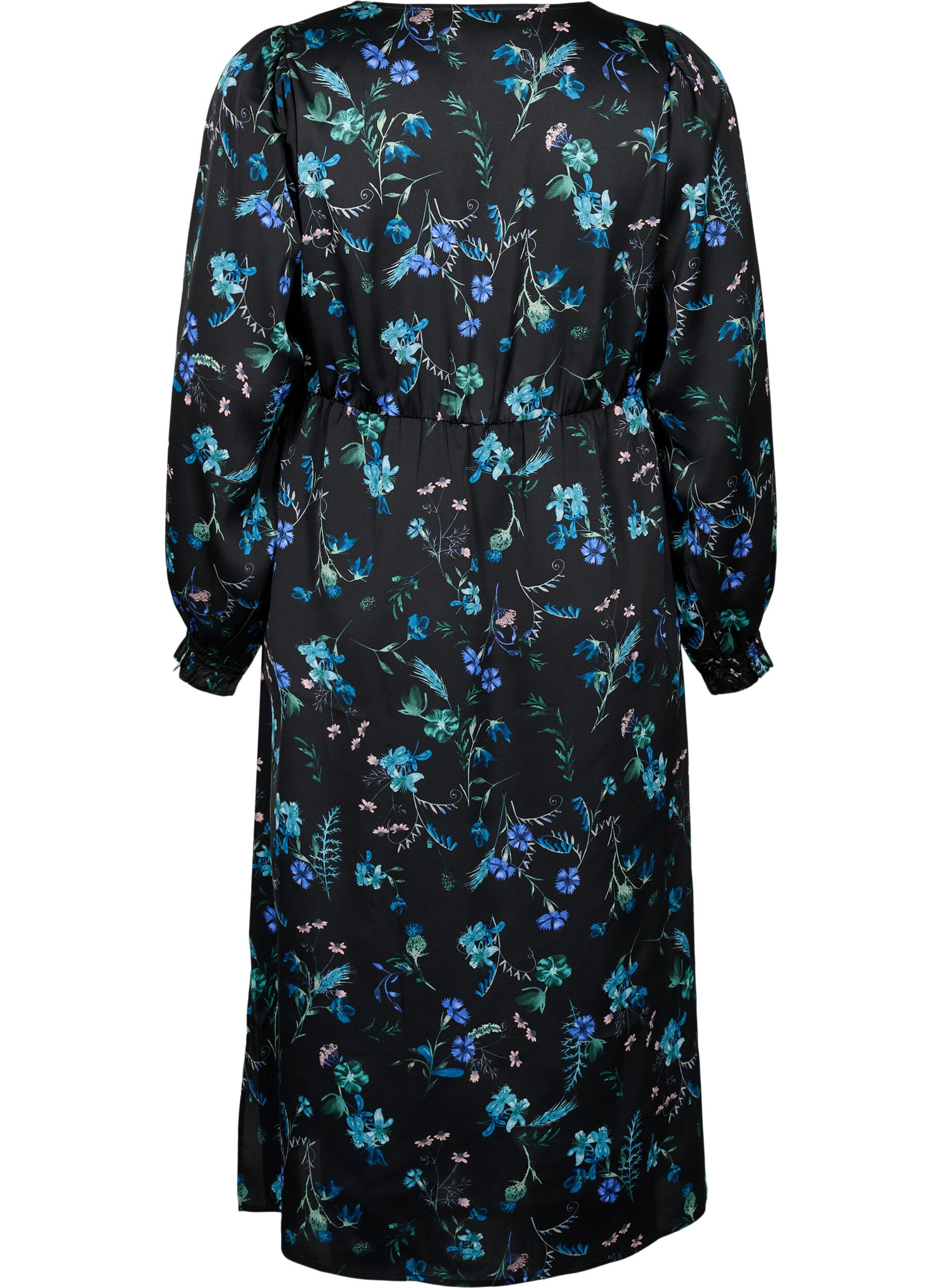 ZizziLang&auml;rmliges Midikleid mit Blumenmuster, Blue Flower AOP, Packshot image number 1