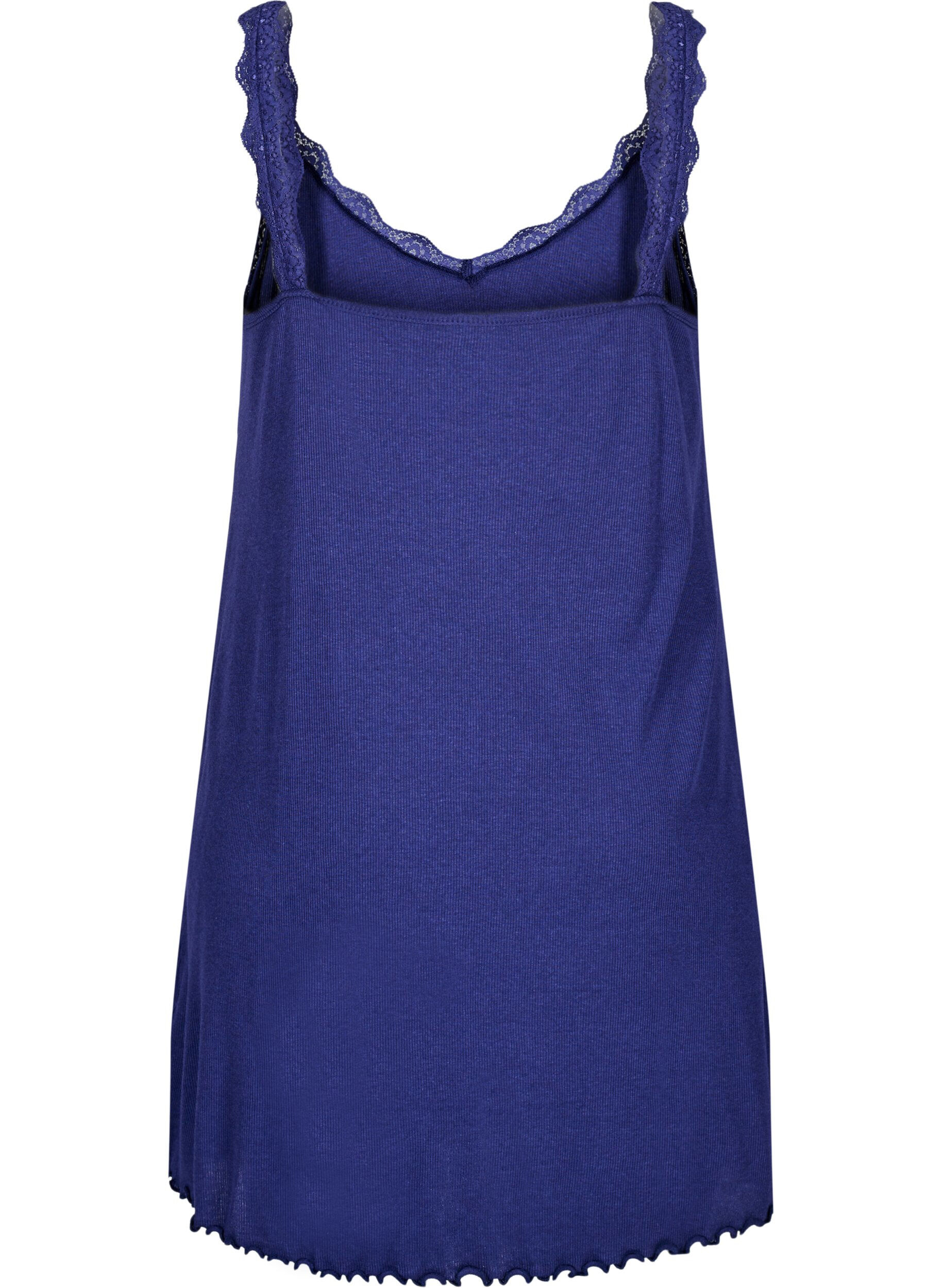 ZizziNachthemd mit Spitzensaum, Blau, Packshot image number 1