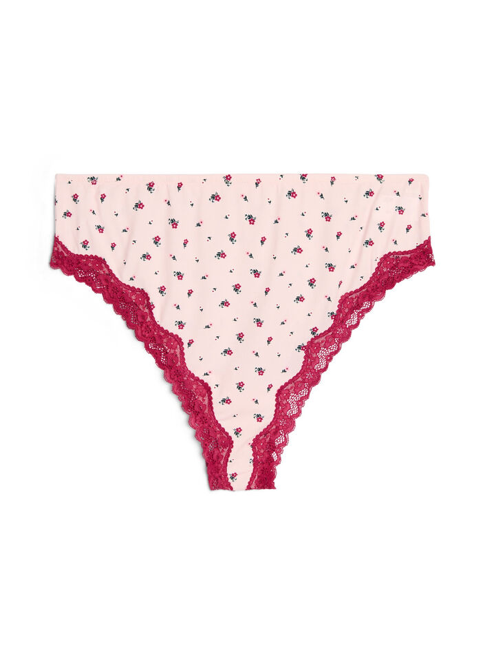 Gebl&uuml;mter Brazilian Slip mit Spitze, Rot, Packshot image number 0