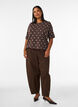 Kurz&auml;rmelige Strickbluse mit Polka Dots, Braun, Model image number 1