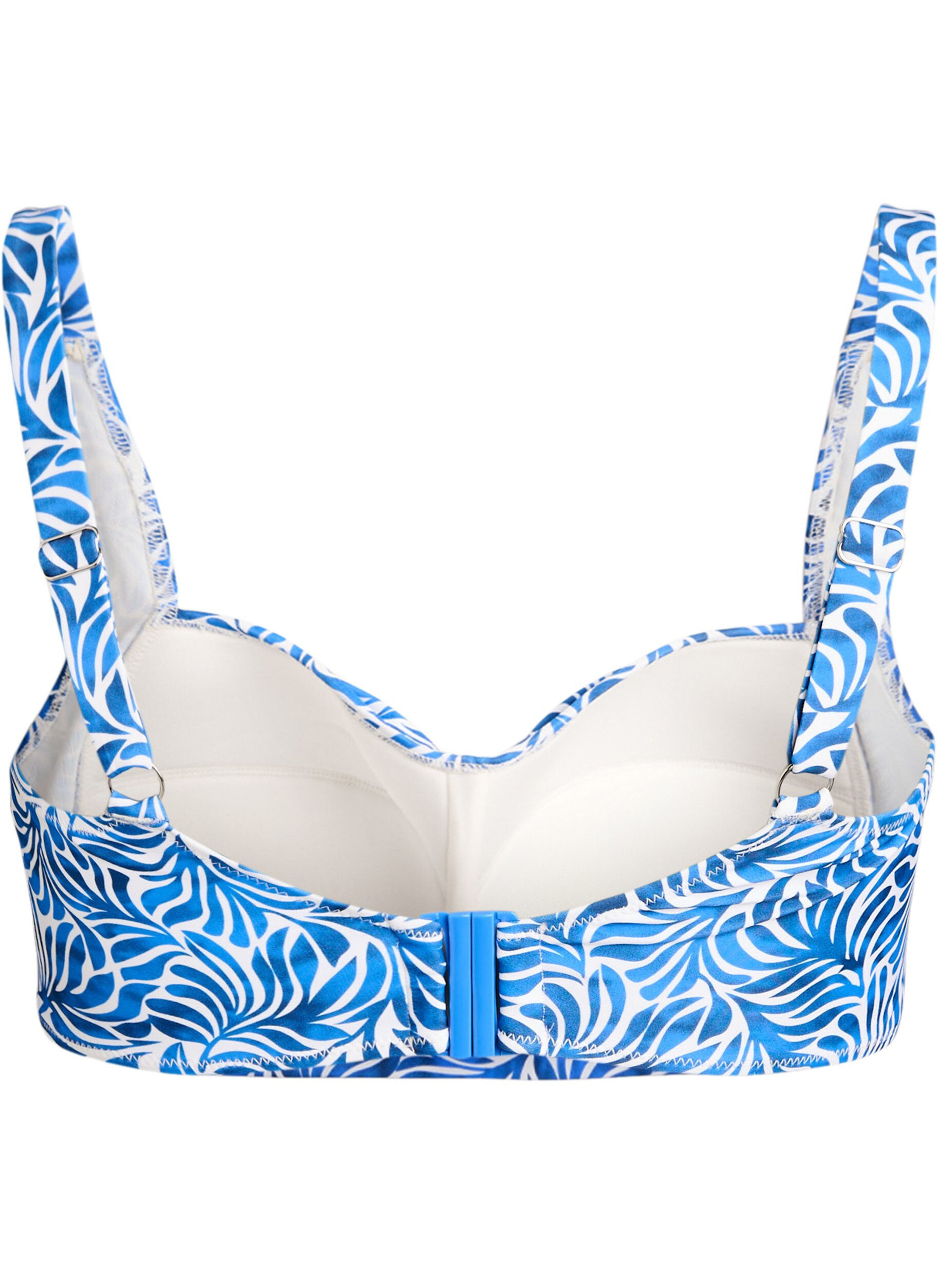 ZizziWattierter Bikini-Oberteil mit Print, Blau, Packshot image number 1