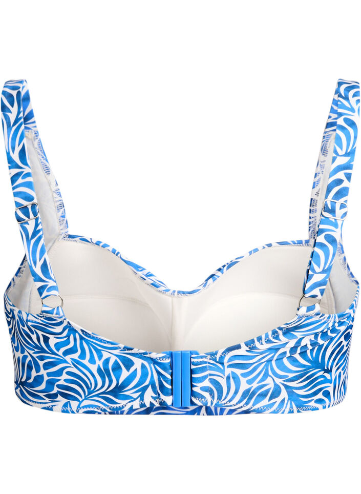 Wattierter Bikini-Oberteil mit Print, Blau, Packshot image number 1