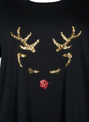 Weihnachts-T-Shirt mit Pailletten, Black W. Reindeer, Packshot image number 2