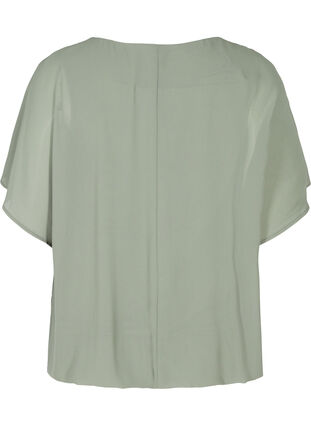 Kurze Bluse mit lockeren Meshärmeln, Agave Green, Packshot image number 1