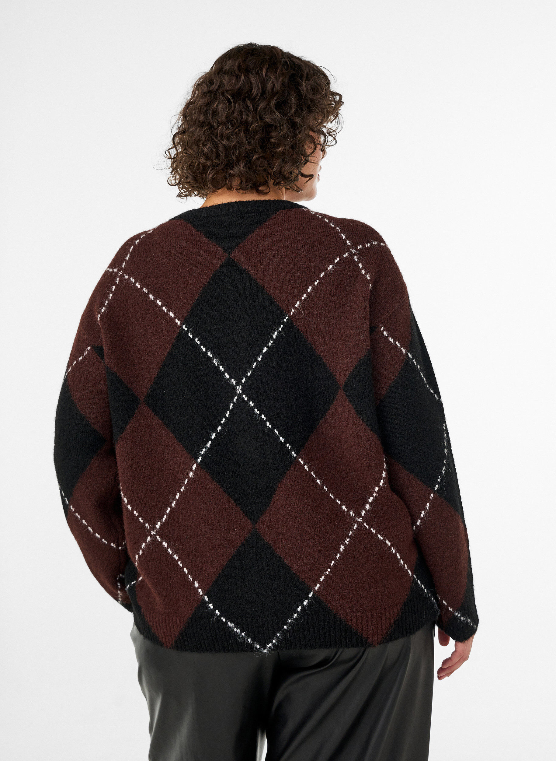 ZizziStrickjacke mit Argyle-Muster, Schwarz, Model image number 2