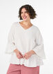 Bluse mit Struktur, V-Ausschnitt und R&uuml;schen, Vanille, Model image number 0