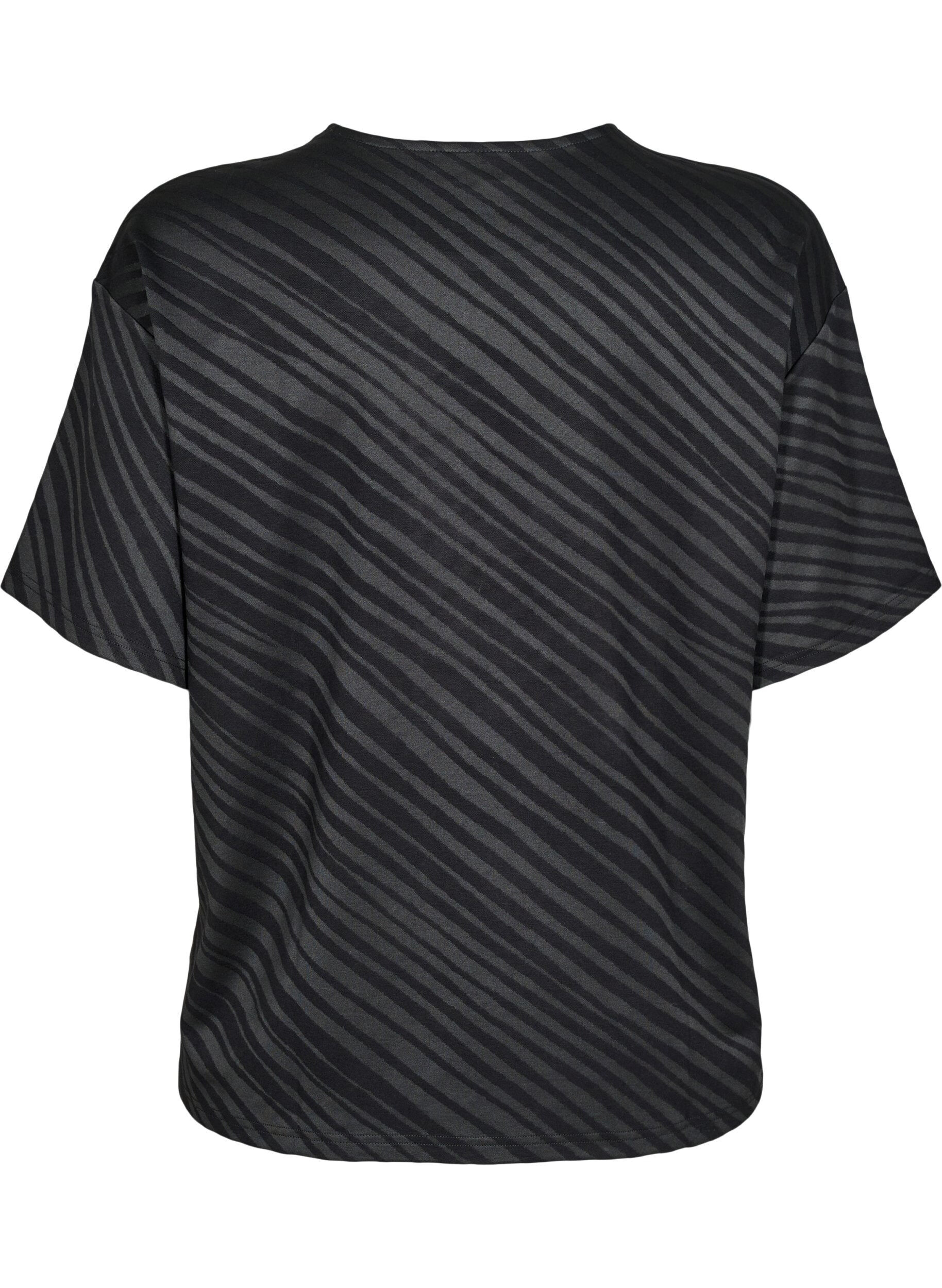 ZizziOversize-Bluse mit Muster, Schwarz, Packshot image number 1