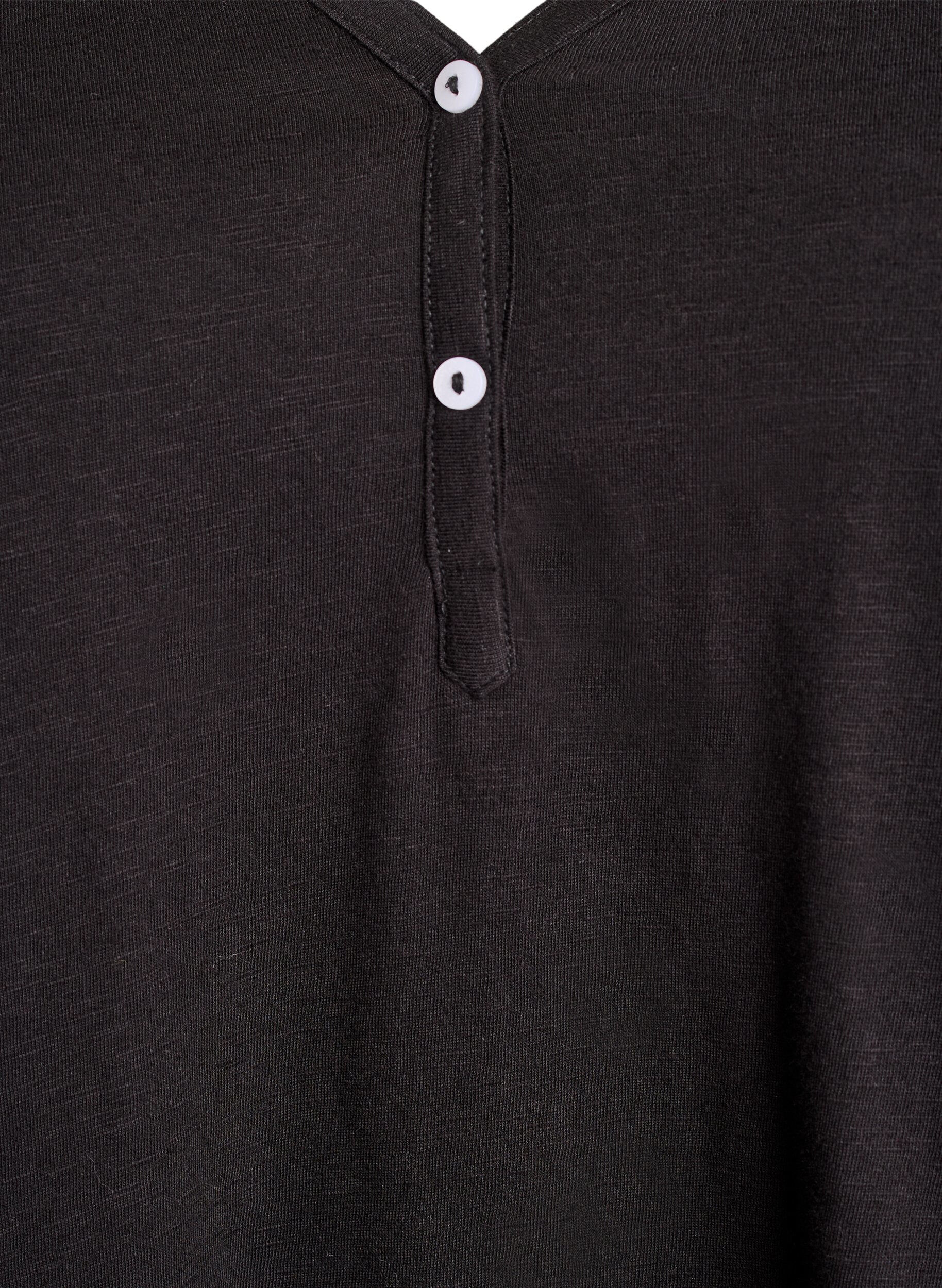 ZizziLangarmshirt mit V-Ausschnitt und Kn&ouml;pfen, Schwarz, Packshot image number 2