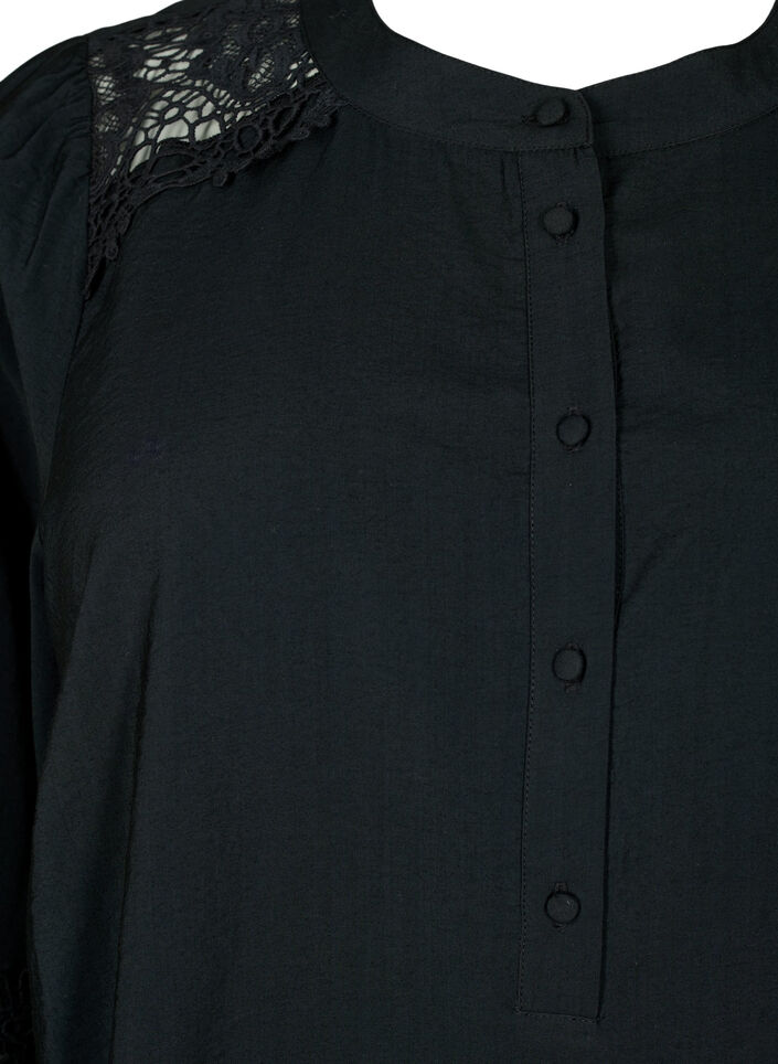  Bluse aus Viskose mit Häkeleien, Black, Packshot image number 2