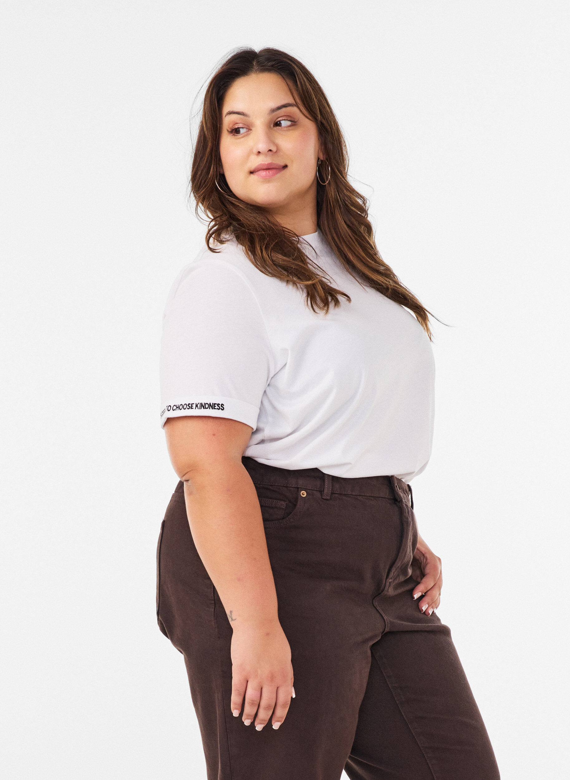 ZizziT-Shirt aus Baumwolle mit aufgesticktem Text, Wei&szlig;, Model image number 0