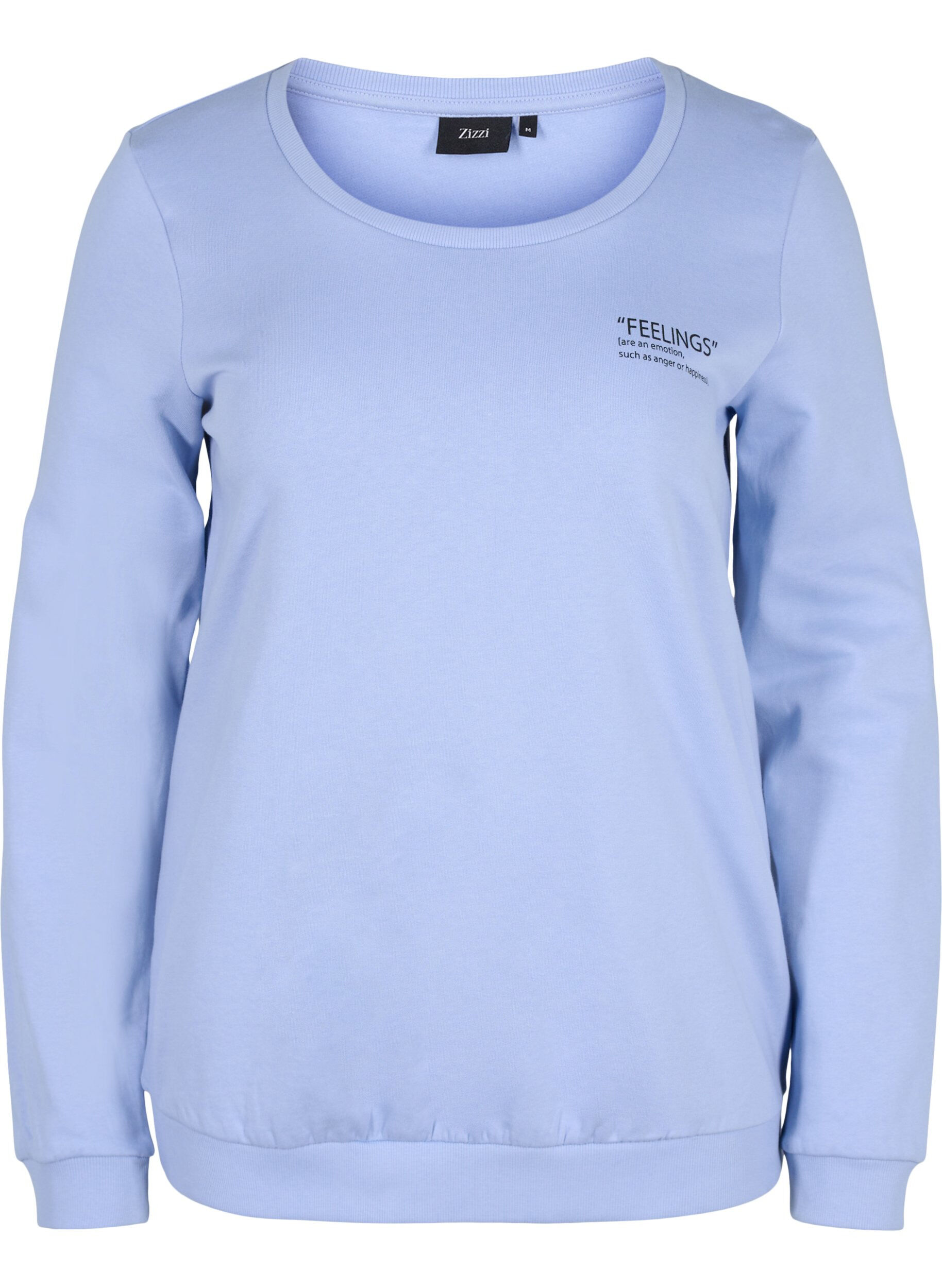 ZizziBaumwollsweatshirt mit Textaufdruck, Blue Heron, Packshot image number 0
