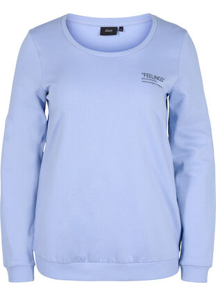 Baumwollsweatshirt mit Textaufdruck, Blue Heron, Packshot image number 0