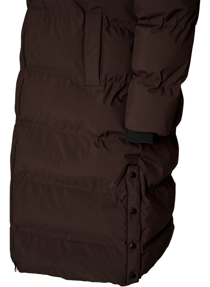Langer Winter-Steppmantel mit Kapuze, Braun, Packshot image number 3