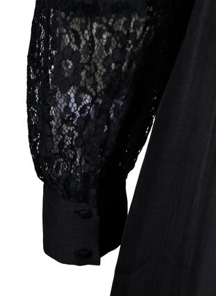 Langes Kleid mit Spitzendetails, Black, Packshot image number 3
