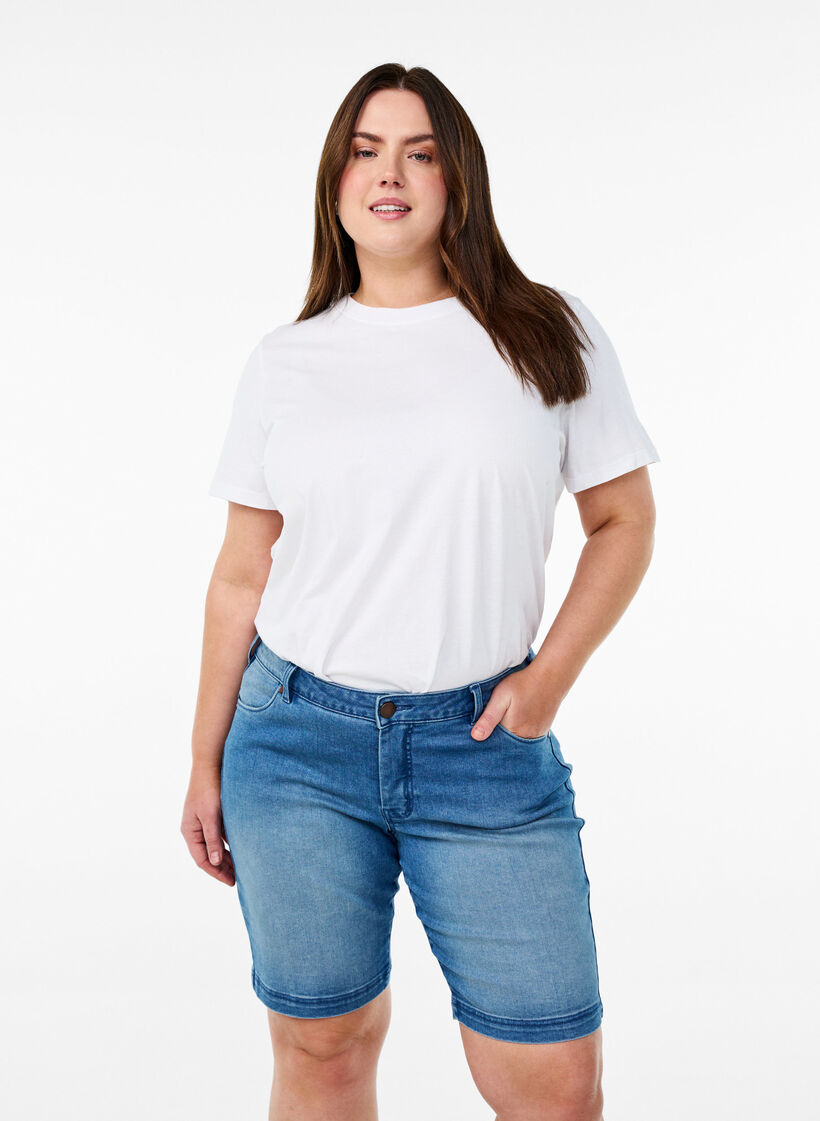 Slim Fit Emily Shorts mit normaler Taille, Blau, Model image number 0