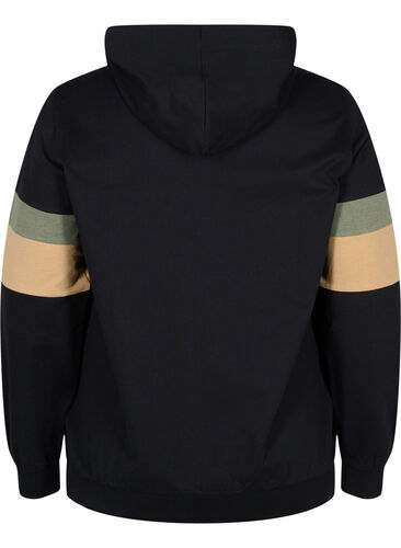 Sweatshirt mit Kapuze und Trackdetails, Black/Camel, Packshot image number 1