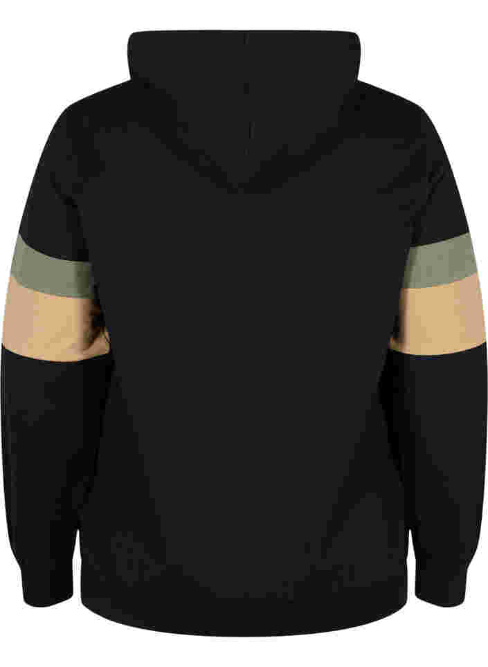 Sweatshirt mit Kapuze und Trackdetails, Black/Camel, Packshot image number 1