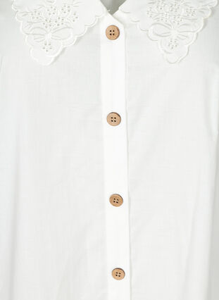 Hemdkleid aus Baumwolle mit Ballonärmeln, Bright White, Packshot image number 2