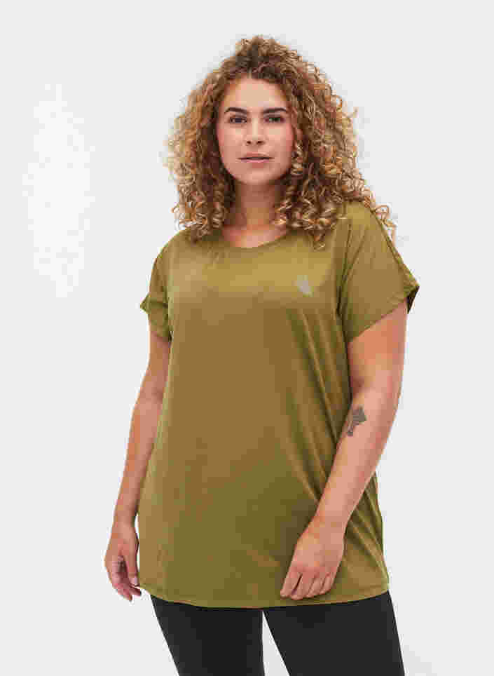 Einfarbiges Trainings-T-Shirt, Olive Drab, Model image number 0