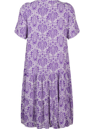 Kurzärmliges Viskose-Kleid mit Aufdruck, D. Lavender Oriental, Packshot image number 1