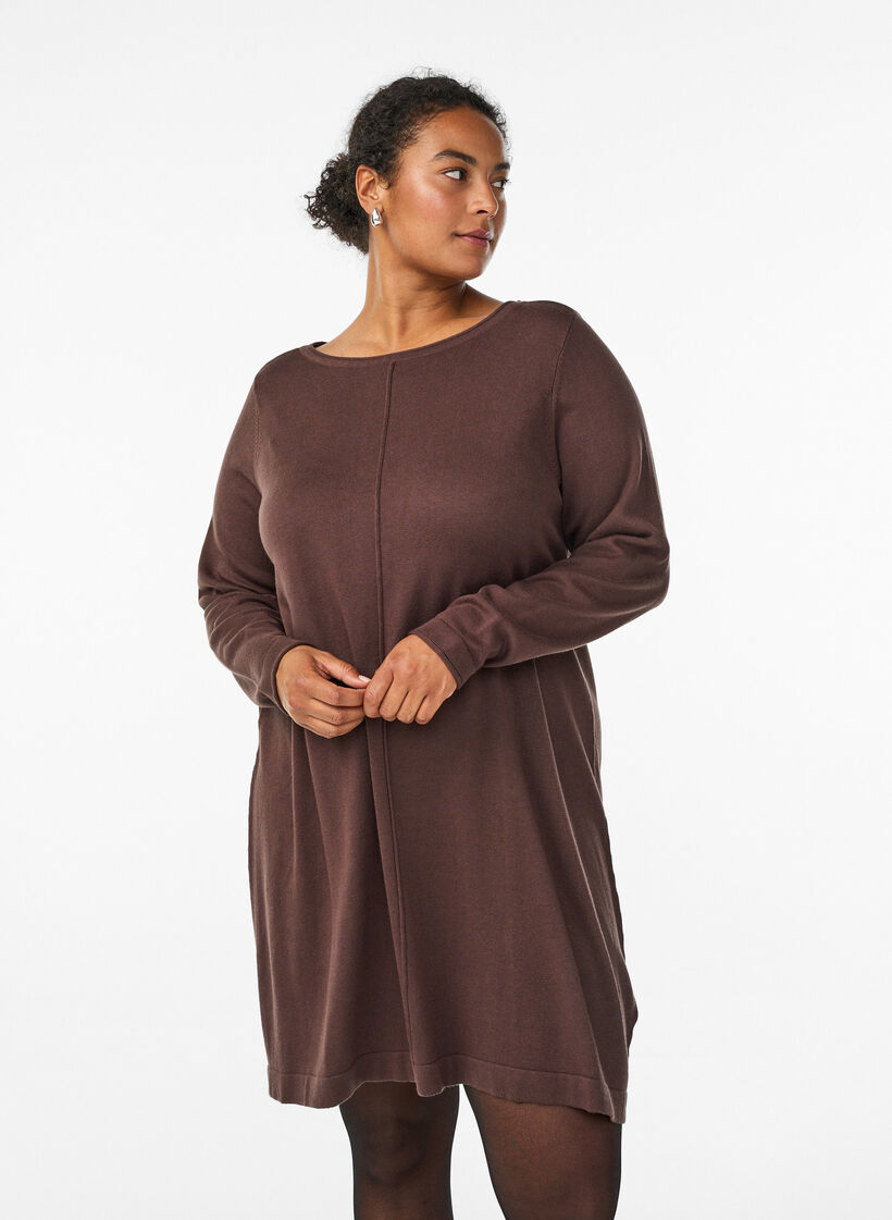 Strickkleid aus Baumwoll-Viskose-Mischung, Braun, Model image number 0
