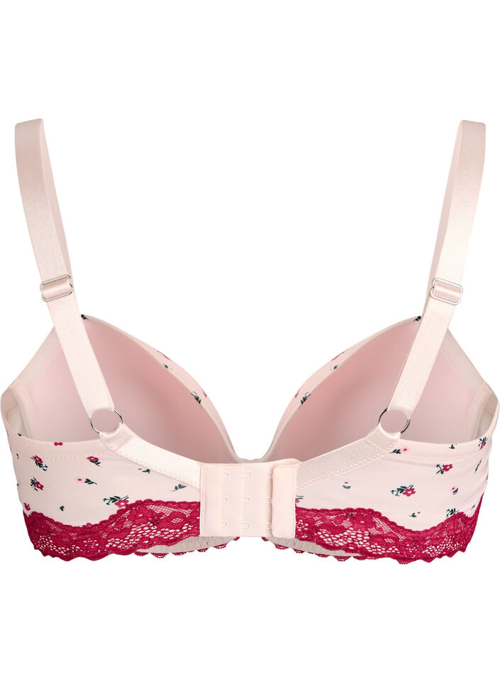 Vorgeformter BH mit Blumenmuster und Spitze, Rot, Packshot image number 1