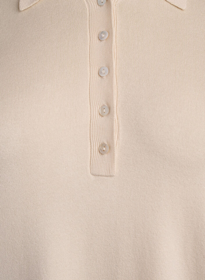 Feinstrick-Poloshirt mit kurzen &Auml;rmeln, Beige, Packshot image number 2