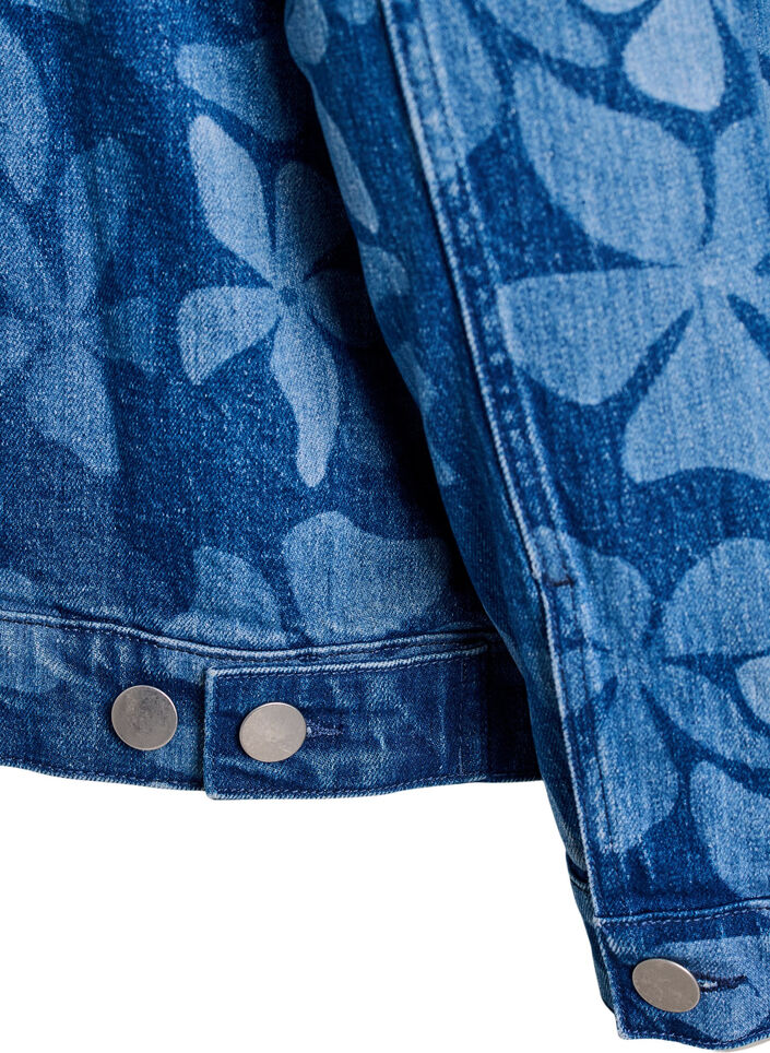 Gebl&uuml;mte Jeansjacke, Blau, Packshot image number 4