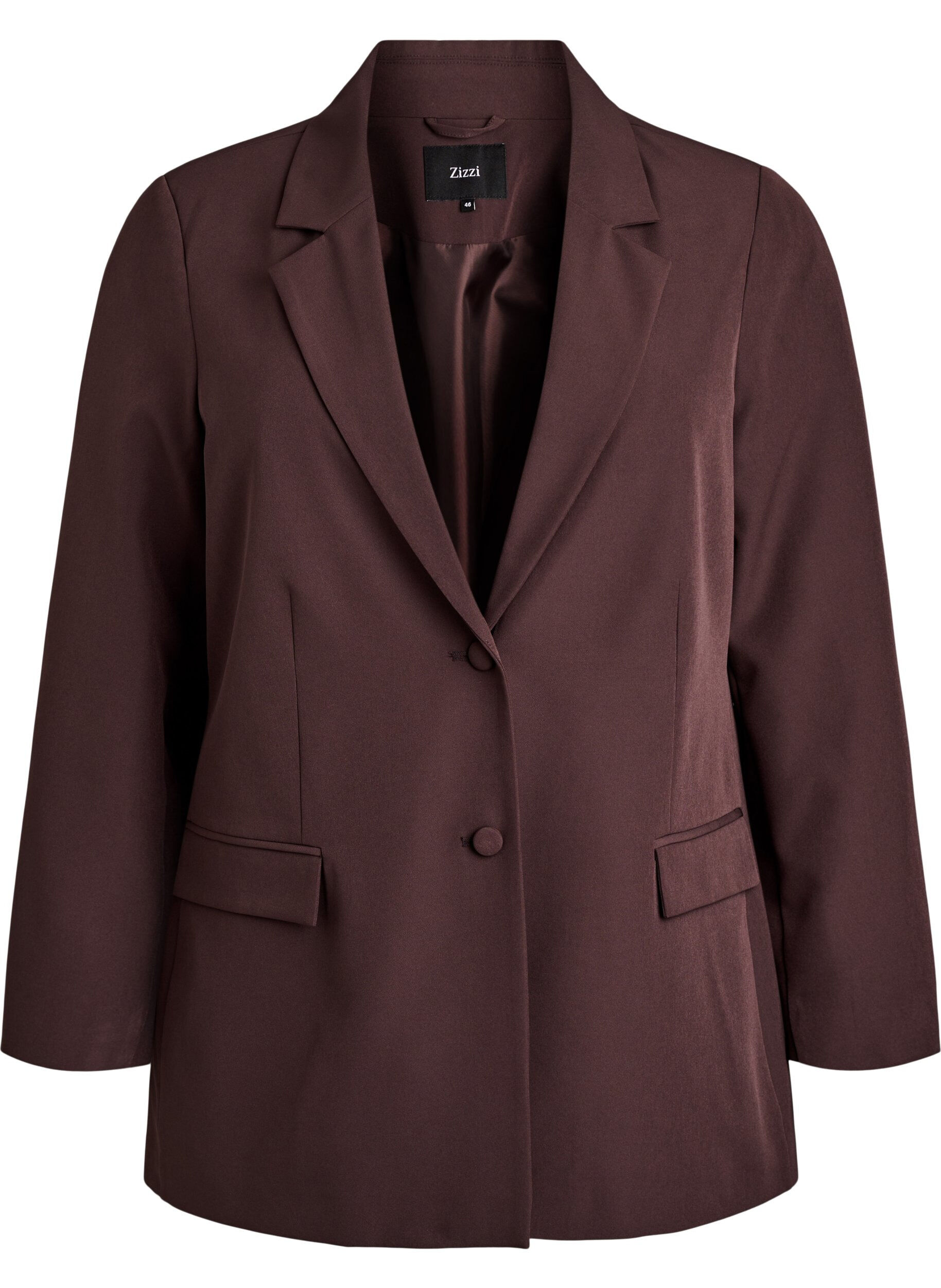 ZizziKlassischer Blazer mit Knopfverschluss, Braun, Packshot image number 0