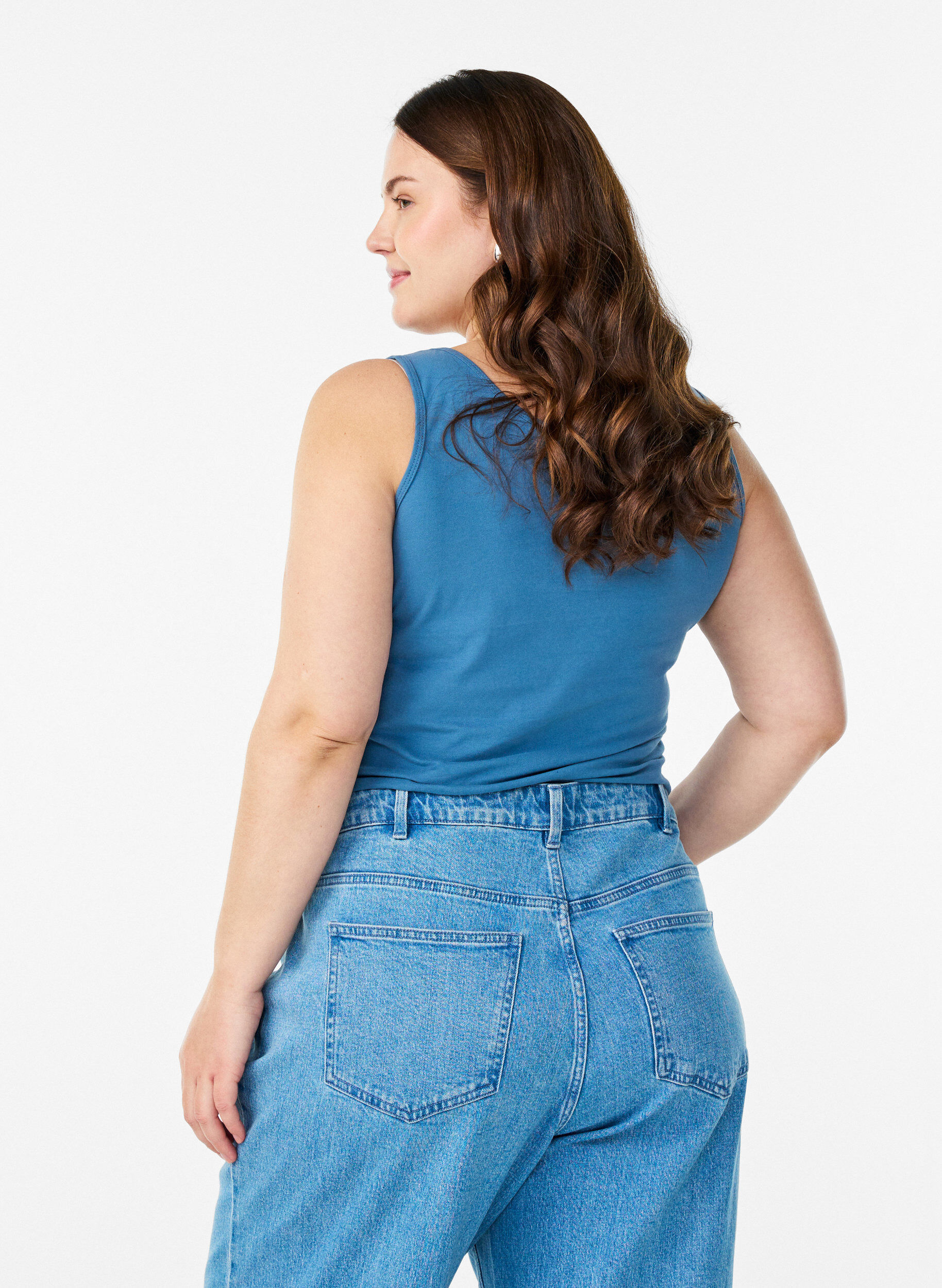 ZizziSolide Farbe Grundoberteil aus Baumwolle, Grau, Model image number 2