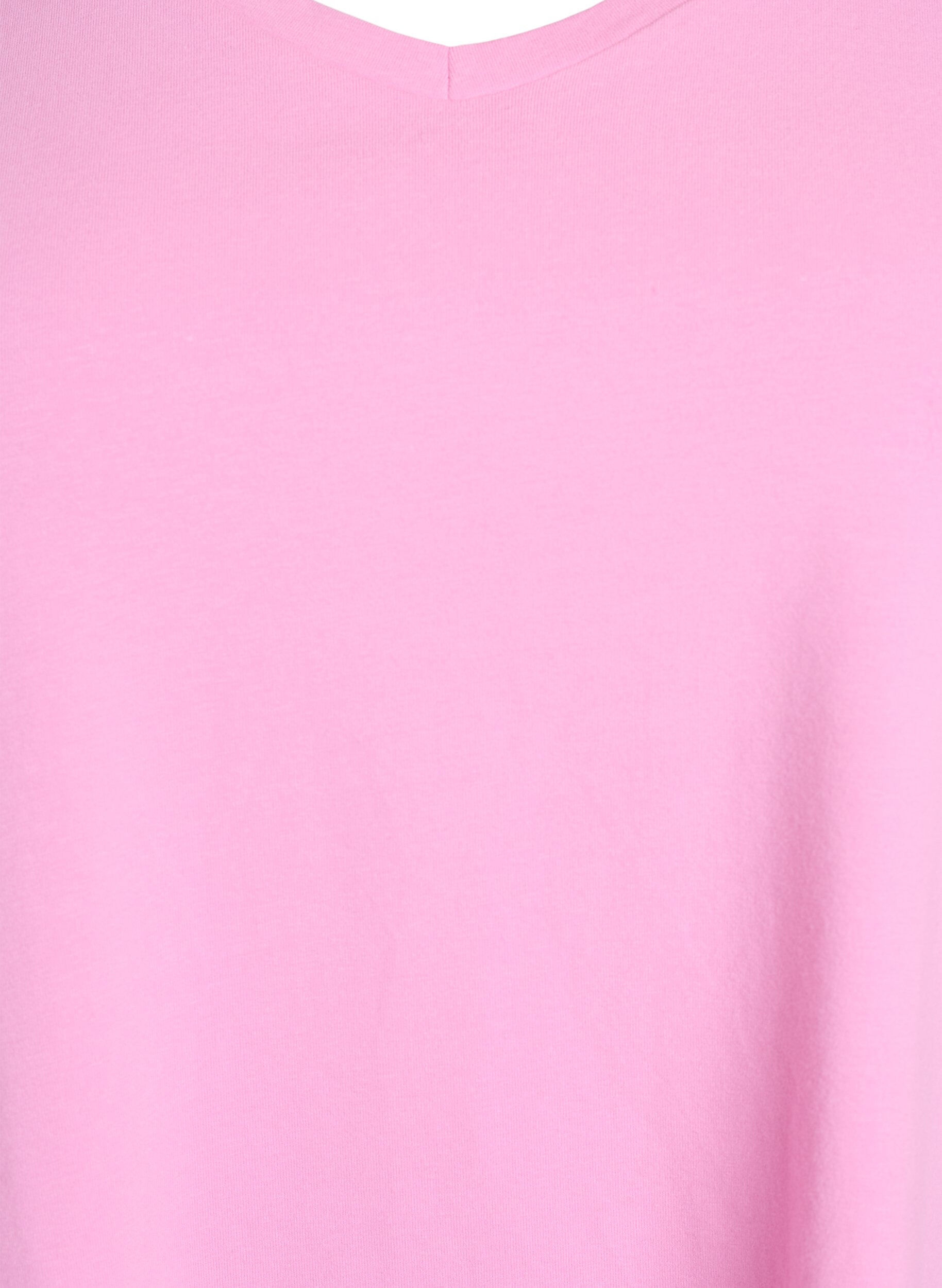 ZizziEinfarbiges basic T-Shirt aus Baumwolle, Pink, Packshot image number 2