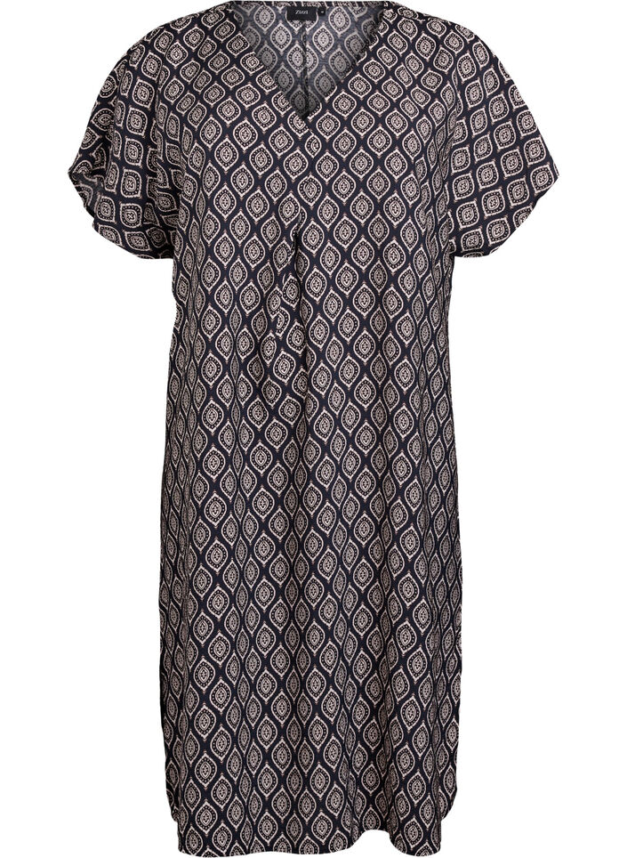 Kleid aus Viskose mit V-Ausschnitt, Blau, Packshot image number 0