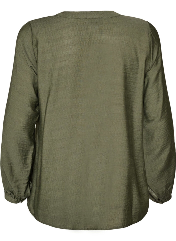 Bluse aus Viskose mit bestickten &Auml;rmeln, Gr&uuml;n, Packshot image number 1