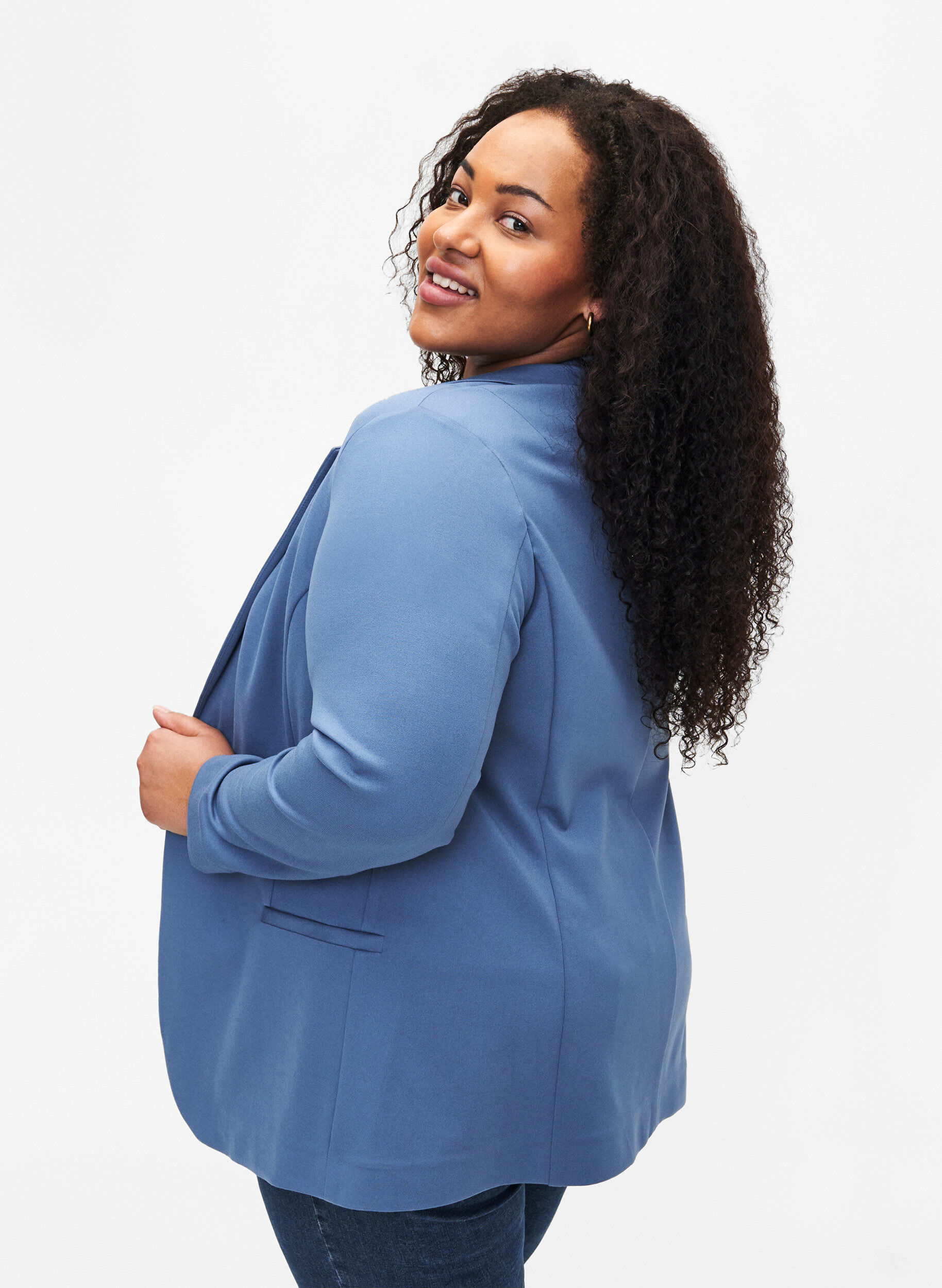 ZizziSchlichter Blazer mit Knopfverschluss, Blau, Model image number 2