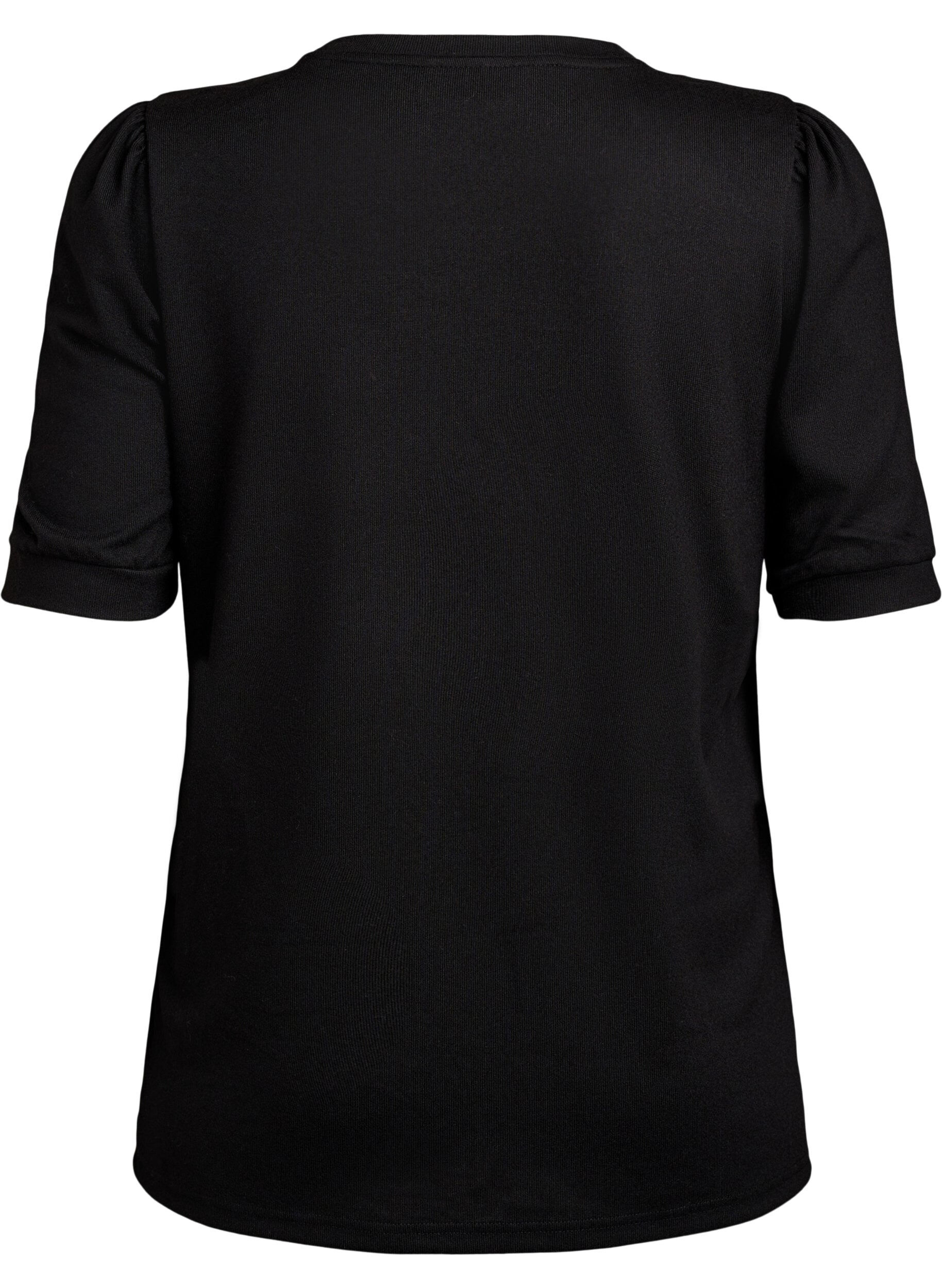 ZizziBluse mit Knopfdetail und kurzen Puff&auml;rmeln, Schwarz, Packshot image number 1