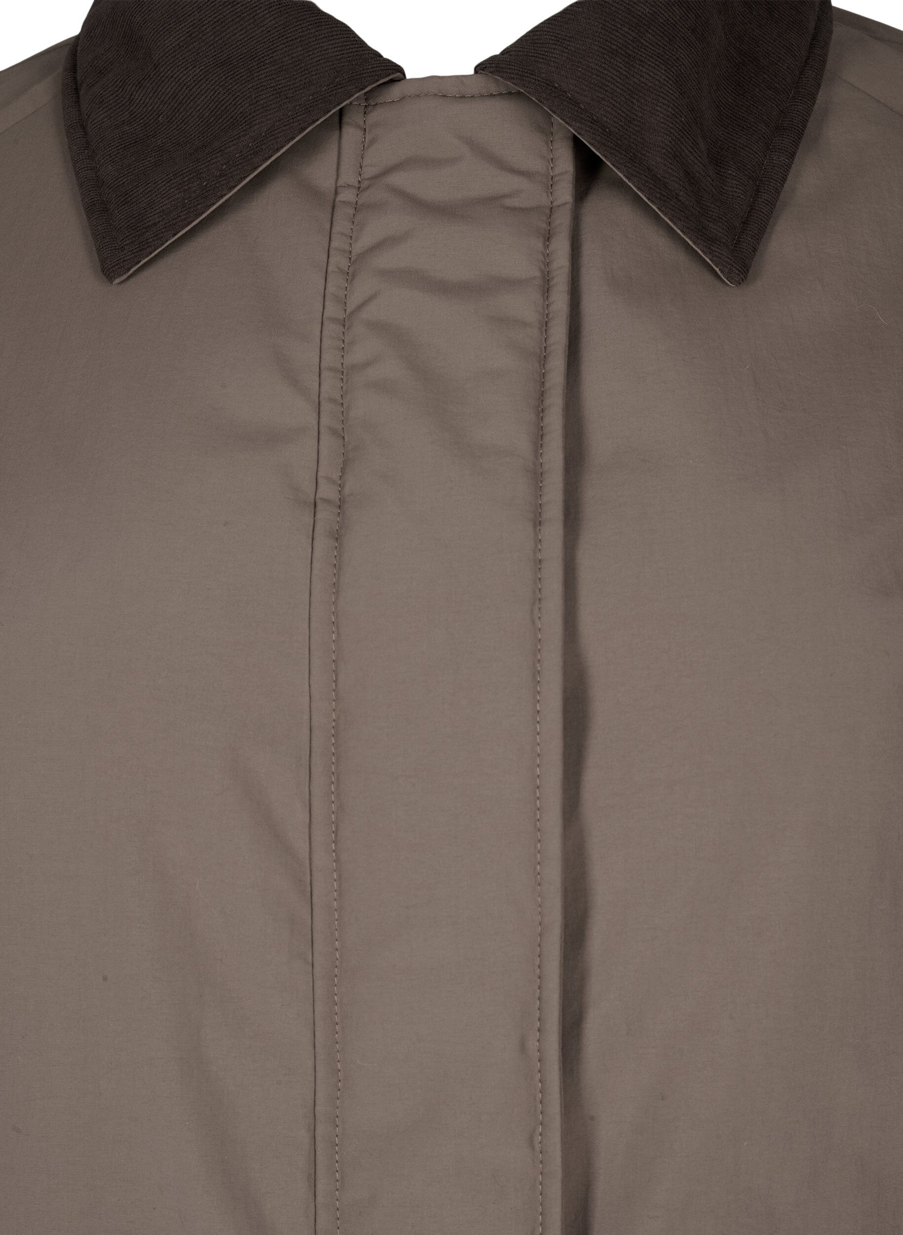 Zizzi&Uuml;bergangsmantel mit Samtkragen und Taschen, Chocolate Chip, Packshot image number 2