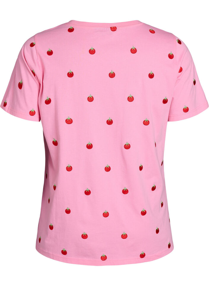 T-Shirt aus Bio-Baumwolle mit aufgestickten Motiven, Pink, Packshot image number 1