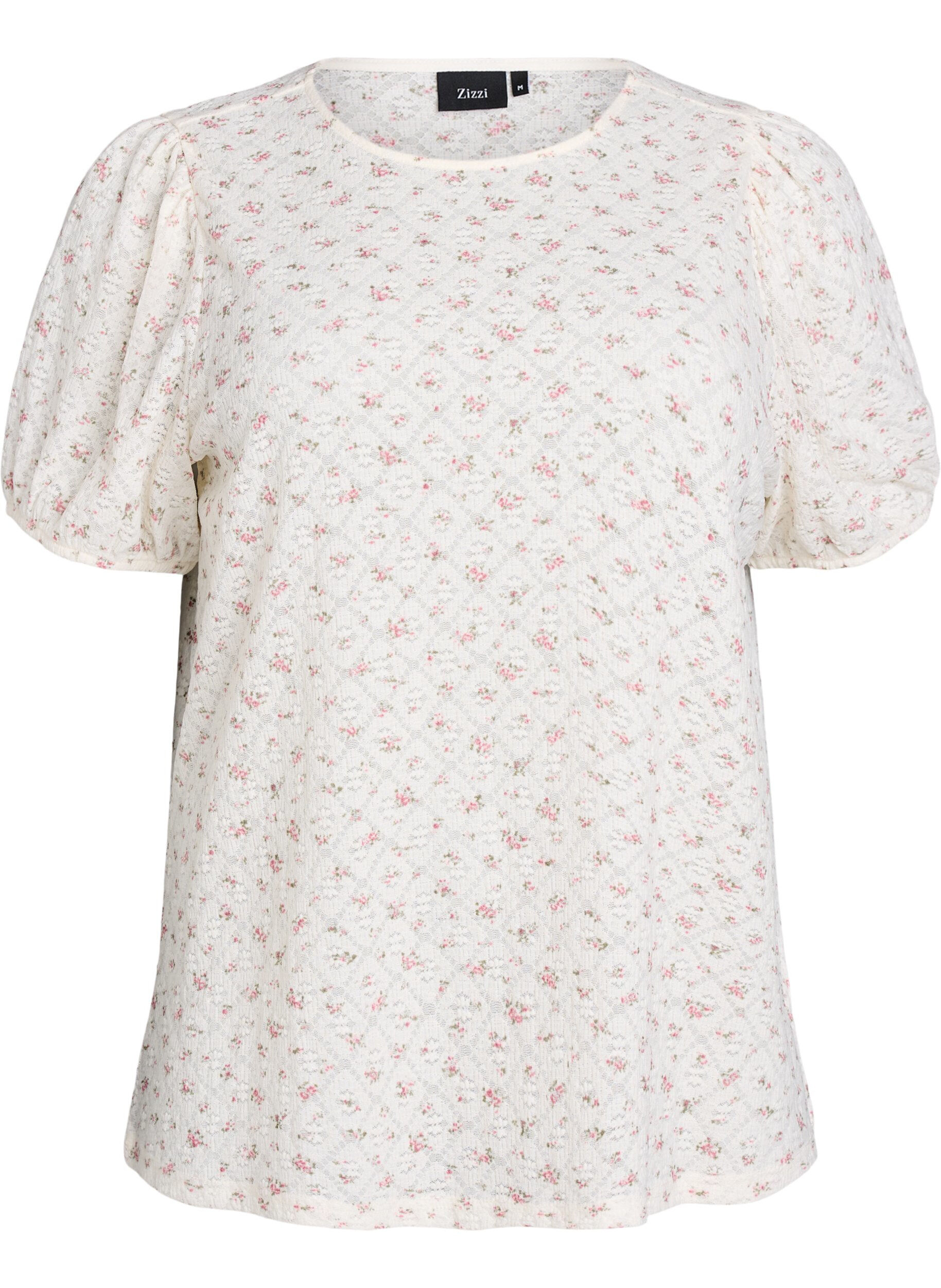Kurzarm-Jerseybluse mit Blumenprint